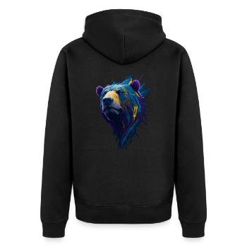 Peinture violette et bleue Splash Art Bear Head Design - Veste à capuche bio Premium Unisexe - noir - Dos - Nico (187cm)