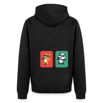 Tiergesang Karaoke -Enthusiast - Unisex Premium Bio Zip Hoodie - Schwarz - Hinten - Nico (187cm)