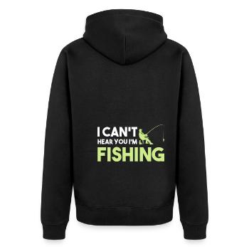 I Can't Hear You I'm Fishing Fischer - Unisex Premium Bio Zip Hoodie - Schwarz - Hinten - Nico (187cm)