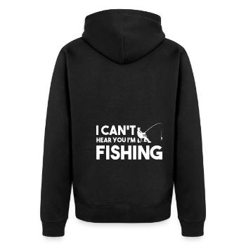 I Can't Hear You I'm Fishing Fischer - Unisex Premium Bio Zip Hoodie - Schwarz - Hinten - Nico (187cm)