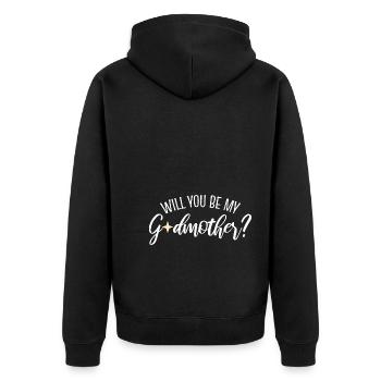 Will You Be My Godmother? Kindermädchen - Unisex Premium Bio Zip Hoodie - Schwarz - Hinten - Nico (187cm)
