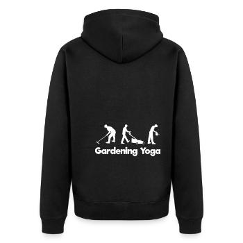 Gardening Yoga Gärtner - Unisex Premium Bio Zip Hoodie - Schwarz - Hinten - Nico (187cm)