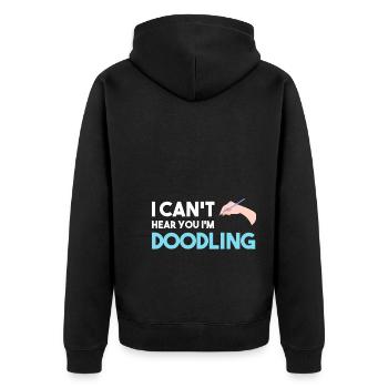 I Can't Hear You I'm Doodling Zeichner - Unisex Premium Bio Zip Hoodie - Schwarz - Hinten - Nico (187cm)