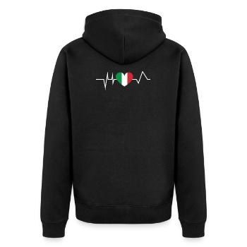 Italy flag flag heart rate pulse ECG - Unisex Premium Organic Zip Hoodie - black - Back - Nico (187cm)