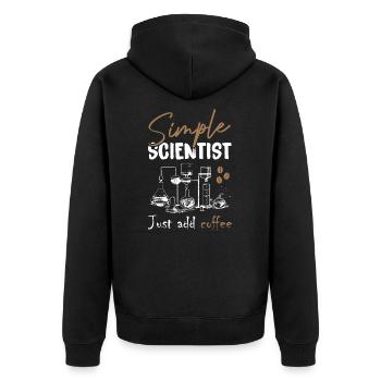 Simple Scientist Just Add Coffee - Unisex Premium Bio Zip Hoodie - Schwarz - Hinten - Nico (187cm)