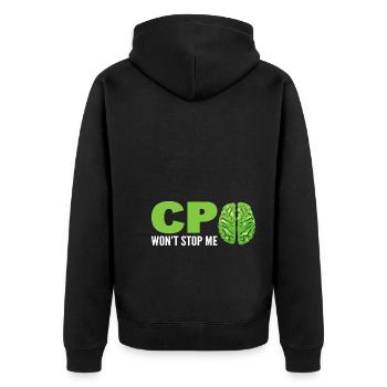 Cerebralparesebewusstsein Neurologe - Unisex Premium Bio Zip Hoodie - Schwarz - Hinten - Nico (187cm)