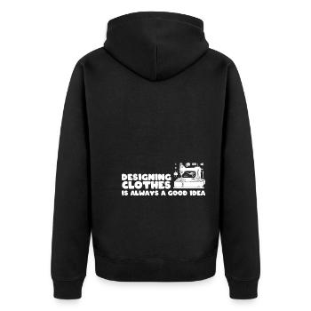 Nähmaschinenliebhaber Näherin - Unisex Premium Bio Zip Hoodie - Schwarz - Hinten - Nico (187cm)