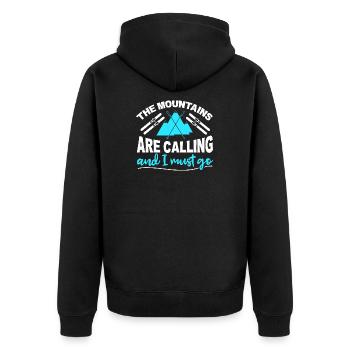 Mountains are calling and i must go skiing - Unisex Premium Organic Zip Hoodie - black - Back - Nico (187cm)