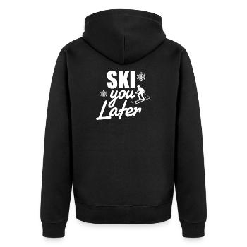 Ski You Later Skiing Funny T-Shirt Gift - Unisex Premium Organic Zip Hoodie - black - Back - Nico (187cm)
