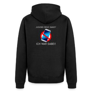 Jugend ohne Handy ich war dabei - Unisex Premium Bio Zip Hoodie - Schwarz - Hinten - Nico (187cm)