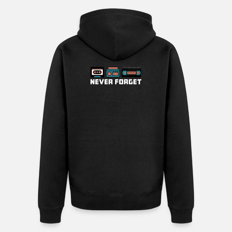 Never Forget - Unisex Premium Bio Zip Hoodie - Schwarz