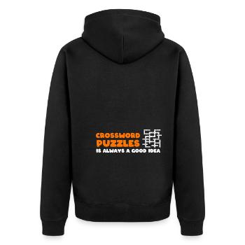 Lustige Kreuzworträtsel Puzzle -Buch -Enthusiast - Unisex Premium Bio Zip Hoodie - Schwarz - Hinten - Nico (187cm)