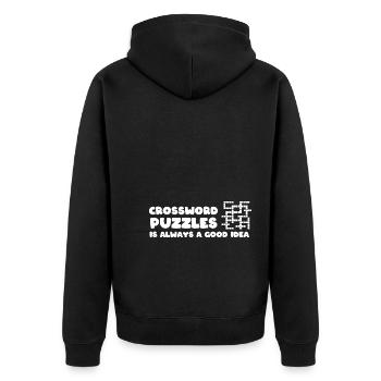 Lustige Kreuzworträtsel Puzzle -Buch -Enthusiast - Unisex Premium Bio Zip Hoodie - Schwarz - Hinten - Nico (187cm)