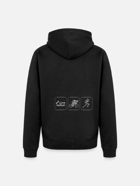Lustiger Skelett -Triathlet Triathlet - Unisex Premium Bio Zip Hoodie - Schwarz