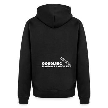 Kritzelnder Liebhaber Bleistiftkünstler - Unisex Premium Bio Zip Hoodie - Schwarz - Hinten - Nico (187cm)