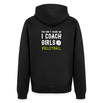 Sie erschrecken mich nicht ich trainiere Mädchen-Volleyball - Unisex Premium Bio Zip Hoodie - Schwarz - Hinten - Nico (187cm)