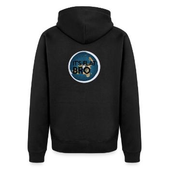 Es ist flach Bro - Die Erde ist flach Karte - Unisex Premium Bio Zip Hoodie - Schwarz - Hinten - Nico (187cm)