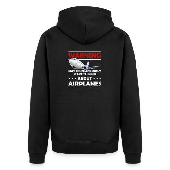 Sprechen Sie über Flugzeuge - Lustiger Pilot und Luftfahrt - Unisex Premium Bio Zip Hoodie - Schwarz - Hinten - Nico (187cm)