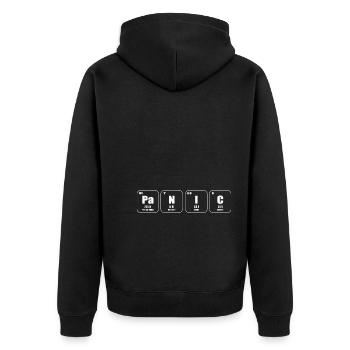 Panic Psychiater - Unisex Premium Bio Zip Hoodie - Schwarz - Hinten - Nico (187cm)