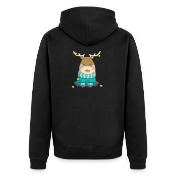 Putziges Weihnachts Rentier Comic - Unisex Premium Bio Zip Hoodie - Schwarz - Hinten - Nico (187cm)
