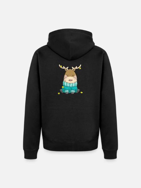 Merry Christmas reindeer comic - Unisex Premium Organic Zip Hoodie - black