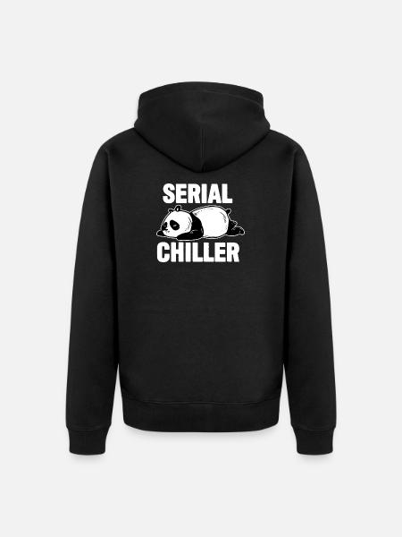 Panda Funny - Serial Chiller - Unisex Premium Organic Zip Hoodie - black