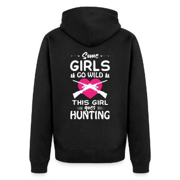 Some Girl Go Wild This Girl Goes Hunting - Unisex Premium Organic Zip Hoodie - black - Back - Nico (187cm)
