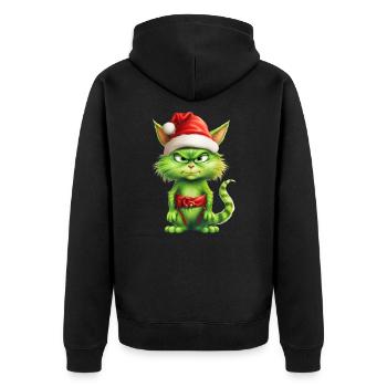 Katze Weihnachten Weihnachtselfe Geschenke Mütze - Unisex Premium Bio Zip Hoodie - Schwarz - Hinten - Nico (187cm)