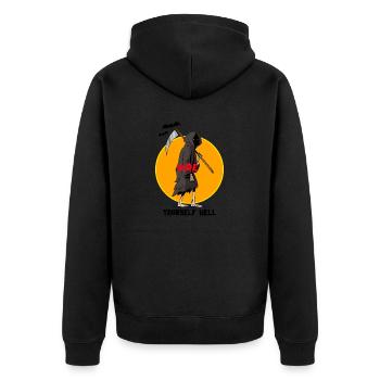 Skeleton Demon scary cartoon - Unisex Premium Bio Zip Hoodie - Schwarz - Hinten - Nico (187cm)