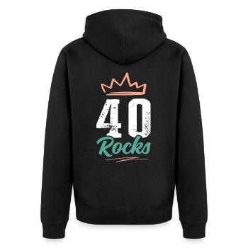 40 jahre alt rockt - Unisex Premium Bio Zip Hoodie - Schwarz - Hinten - Nico (187cm)