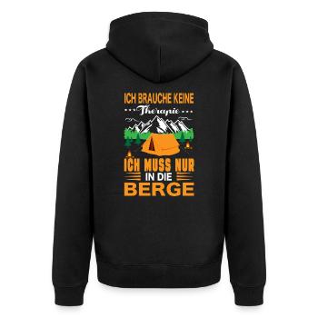 Keine Therapie Berge Geschenk - Unisex Premium Organic Zip Hoodie - black - Back - Nico (187cm)