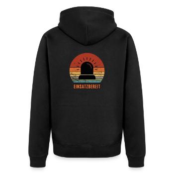 Einsatzbereit Feuerwehr Immer im Einsatz Rettung - Unisex Premium Bio Zip Hoodie - Schwarz - Hinten - Nico (187cm)
