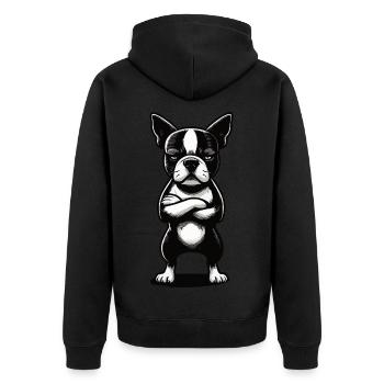 Boston Terrier Boston Terrier owner Bosti - Unisex Premium Organic Zip Hoodie - black - Back - Nico (187cm)