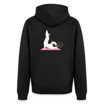Magisches Einhorn Yoga Yogi - Unisex Premium Bio Zip Hoodie - Schwarz - Hinten - Nico (187cm)
