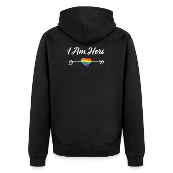 Arc-en-ciel, je suis sa flèche pour les lesbiennes amoureuses - Veste à capuche bio Premium Unisexe - noir - Dos - Nico (187cm)