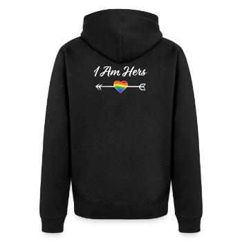 Arc-en-ciel, je suis sa flèche pour les lesbiennes amoureuses - Veste à capuche bio Premium Unisexe - noir - Dos - Nico (187cm)
