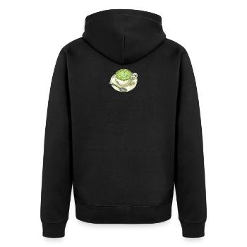 Cérémonie matcha, thé vert, poudre - Veste à capuche bio Premium Unisexe - noir - Dos - Nico (187cm)