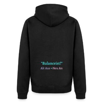 Balancist #1Neu 3 - Unisex Premium Bio Zip Hoodie - Schwarz - Hinten - Nico (187cm)
