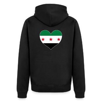 Cœur de Syrie avec drapeau syrien de la liberté - Veste à capuche bio Premium Unisexe - noir - Dos - Nico (187cm)