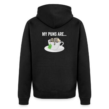 Koala - Meine Wortspiele sind Koala-Tee - Unisex Premium Bio Zip Hoodie - Schwarz - Hinten - Nico (187cm)