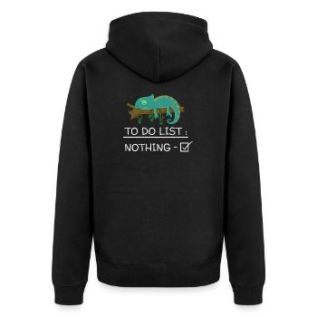 Chameleon - To Do List - Unisex Premium Organic Zip Hoodie - black - Back - Nico (187cm)