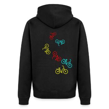 Fahrrad Icon - Unisex Premium Bio Zip Hoodie - Schwarz - Hinten - Nico (187cm)