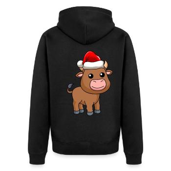 Stier Comic Weihnachten - Unisex Premium Bio Zip Hoodie - Schwarz - Hinten - Nico (187cm)