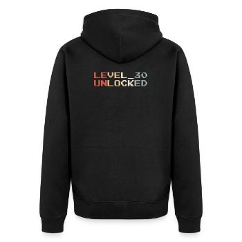 Level 30 Achievement Unlocked - 30th Birthday Gift - Unisex Premium Bio Zip Hoodie - Schwarz - Hinten - Nico (187cm)