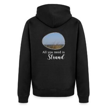 All you need is Strand - Unisex Premium Bio Zip Hoodie - Schwarz - Hinten - Nico (187cm)