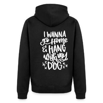 DOGS TOGETHER DOGS DOG HANG SAYINGS MOTIF - Unisex Premium Organic Zip Hoodie - black - Back - Nico (187cm)