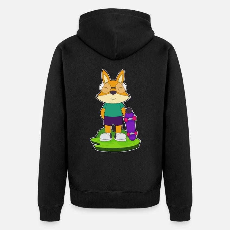 Fox Skater Skateboard - Veste à capuche bio Premium Unisexe - noir