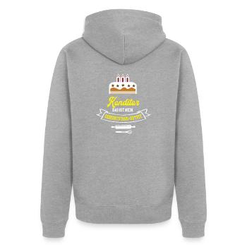 Konditor Geburtstag Bäcker Geburtstagsgeschenk - Unisex Premium Bio Zip Hoodie - Grau meliert - Hinten - Nico (187cm)