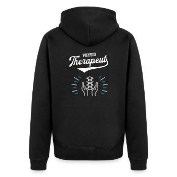 Physio Therapeut Physiotherapie Dankeschön Masseur - Unisex Premium Bio Zip Hoodie - Schwarz - Hinten - Nico (187cm)