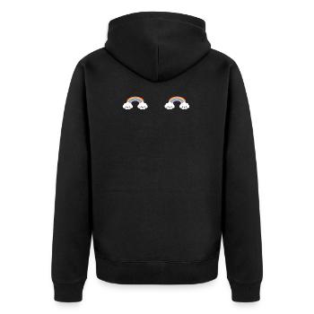 Brüste gezeichnet aus Regenbogen Wolke Geschenk - Unisex Premium Bio Zip Hoodie - Schwarz - Hinten - Nico (187cm)